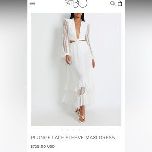 PatBo Plunge Lace Sleeve Maxi Dress